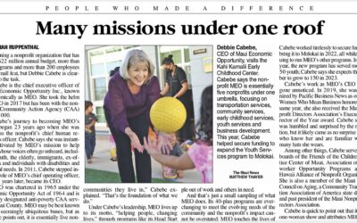 Maui News named CEO Debbie Cabebe and MEO as People Who Made A Difference in 2022